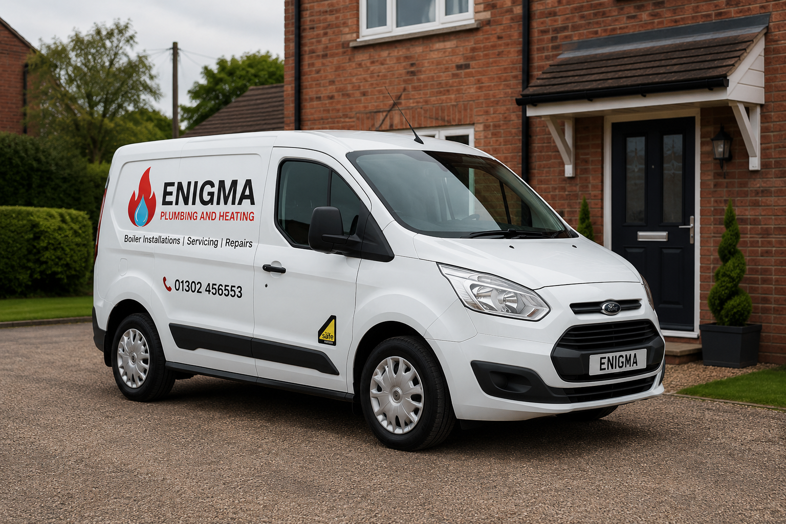 Enigma van outside a property